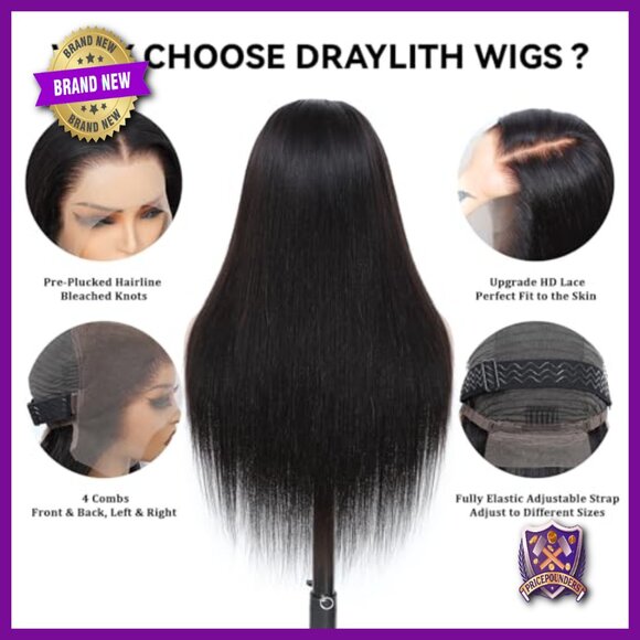 36 Inch 13x6 HD Lace Front Wig Human Hair 200 Density Glueless Pre Plucked